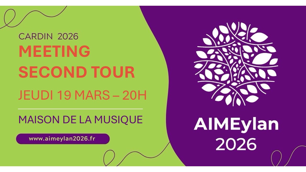 Meeting 2nd tour des élections municipales de Meylan : Philippe Cardin & l&rsquo;équipe AIMEylan vous donne rendez-vous jeudi 19 mars 2026 à 20h à la Maison de la Musique